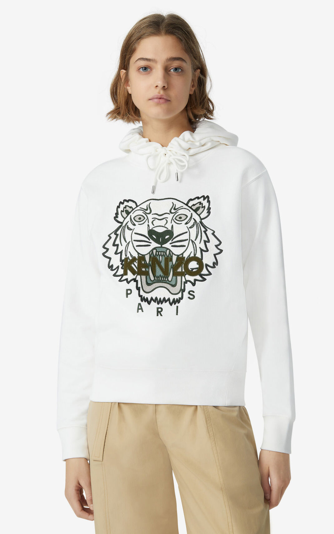 Sweat A Capuche Kenzo Tiger Femme Blanche | YQIG-46920